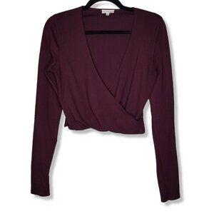 ⚡️Wilfred Free L Bethann Crop Top Burgundy Deep V Neck Whimsigoth Witchy Vamp